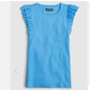 J.Crew Vintage rib ruffle-sleeve shirt -MOUNTAIN BLUEBIRD-size S